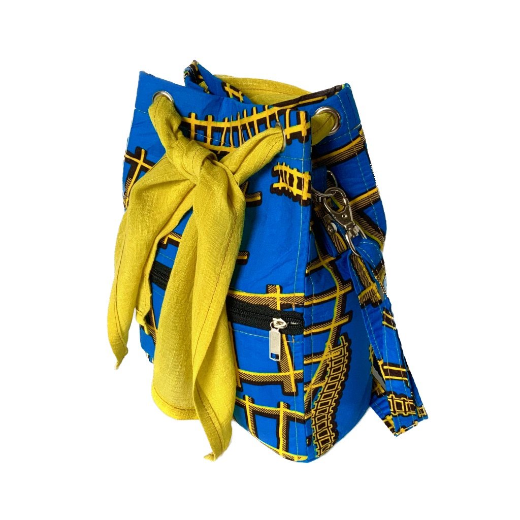 Blue and Yellow Ankara Backpack