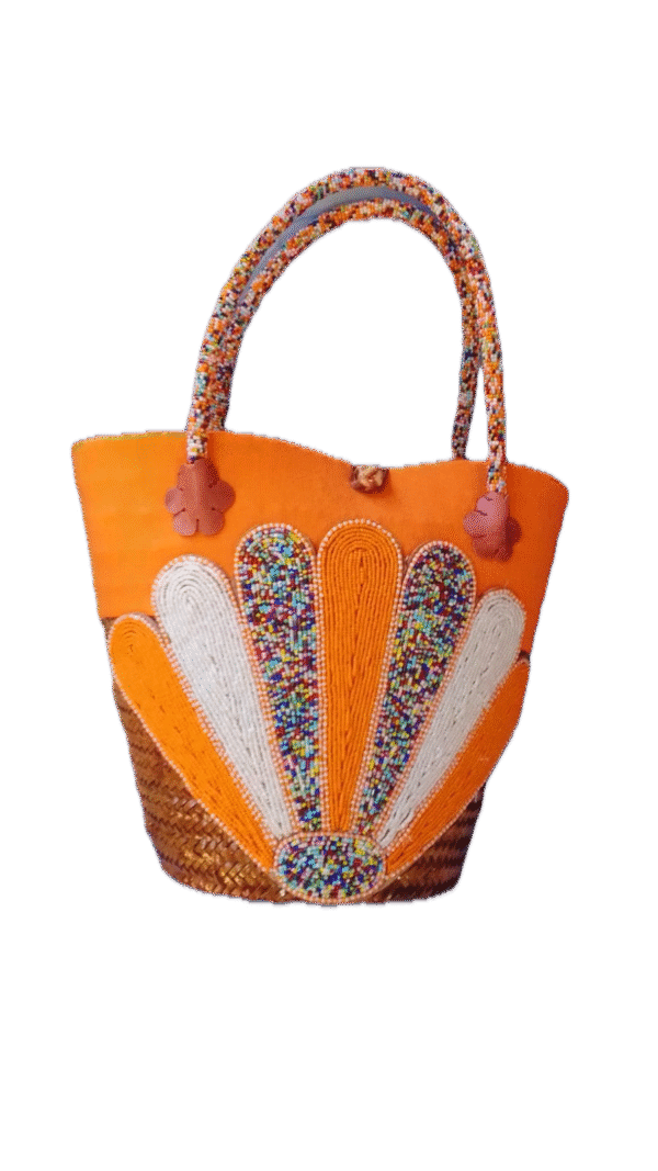 Orange Beaded Basket Orange Beaded Basket