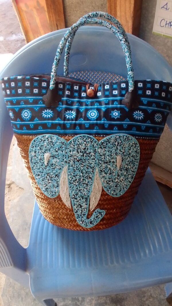 Turquoise Beaded Elephant Basket Turquoise Beaded Elephant Basket
