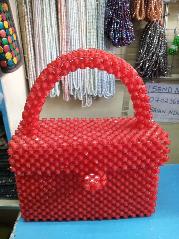 Red Beaded Handmade Bag.