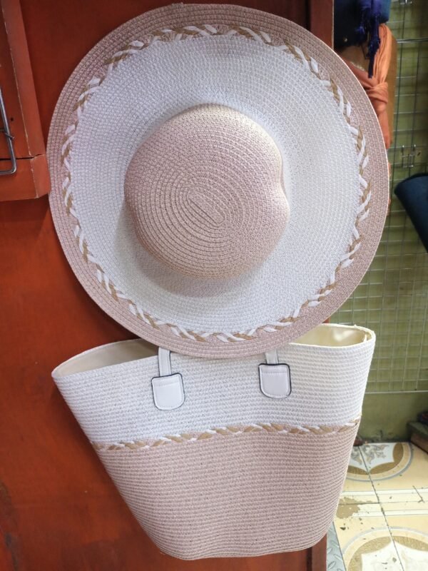 Beige And White Tote