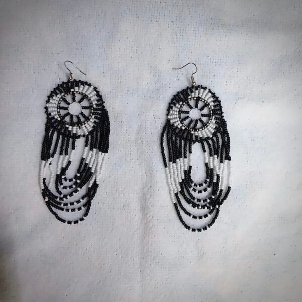 Black And White Beaded Earrings