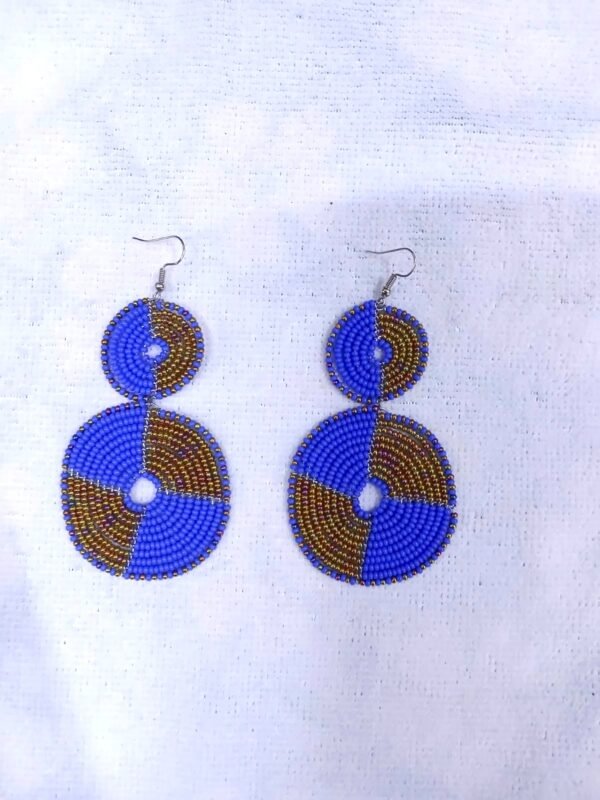 Blue and Gold Bead Earrings