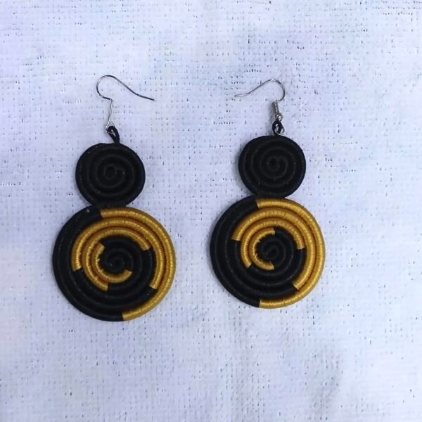 Gold And Black Spiral Earrings