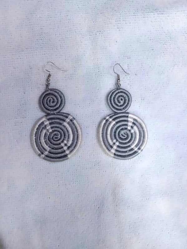 Grey and White Sprial Earings