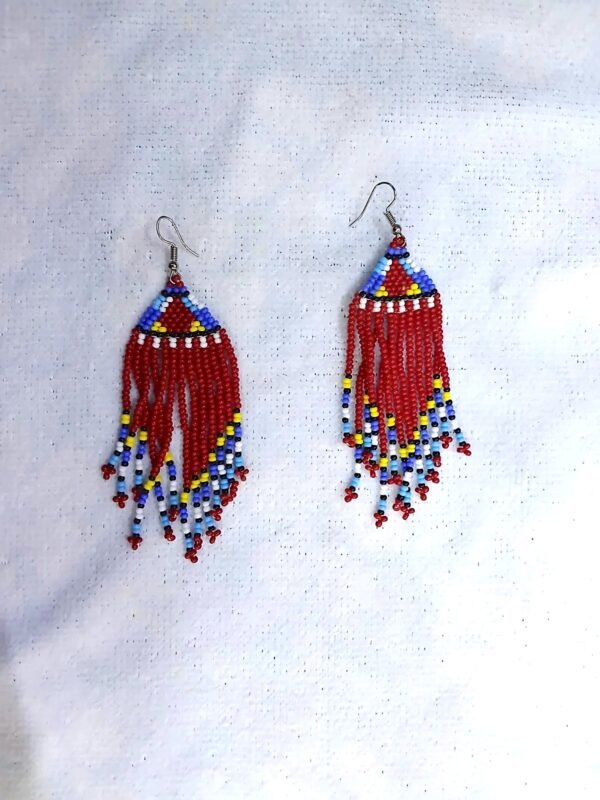 Red Beaded Chandelier Earrings
