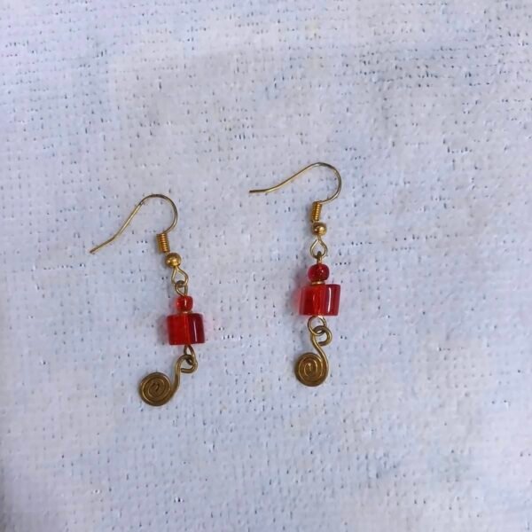 Wine Red Brass Earrings